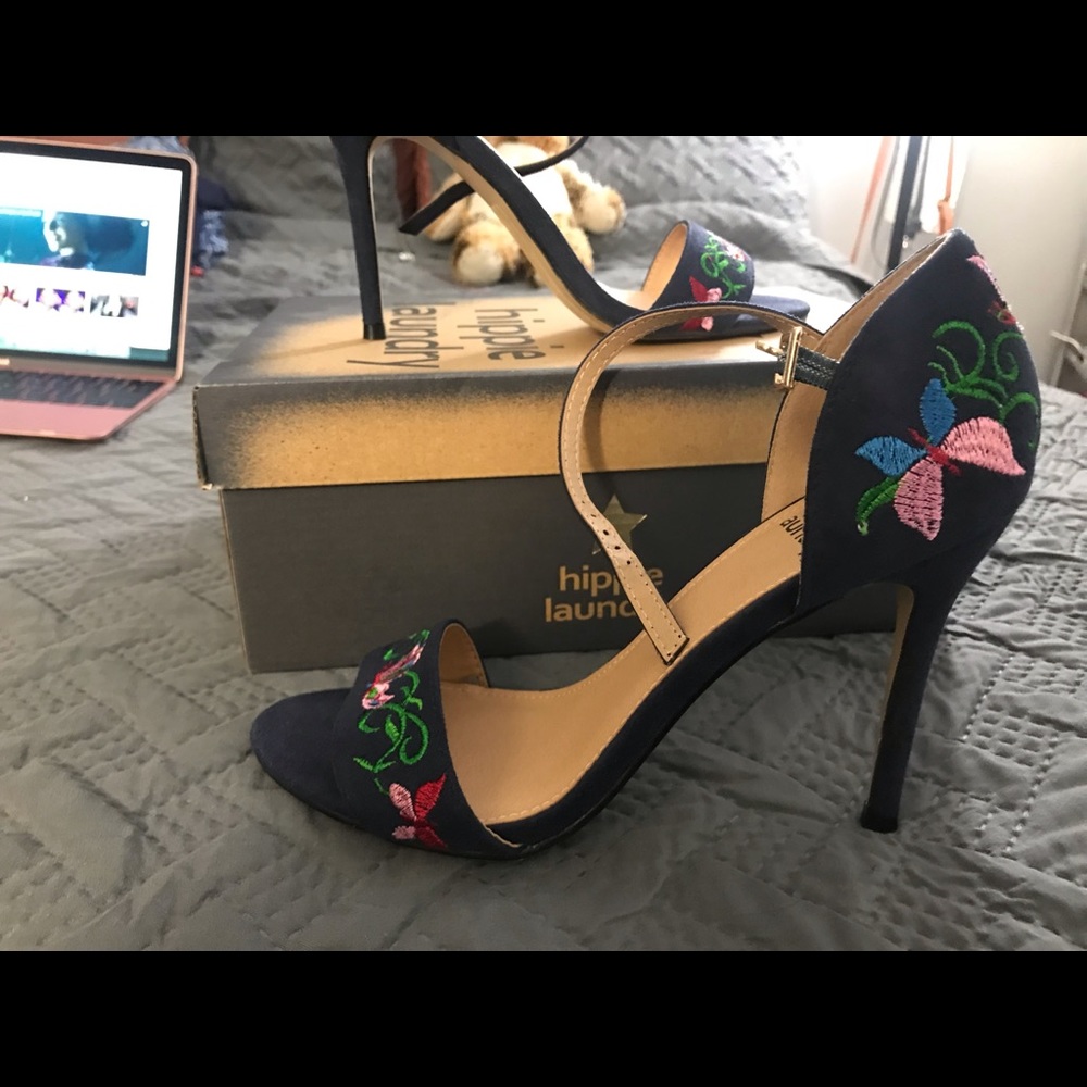 Navy suede heels